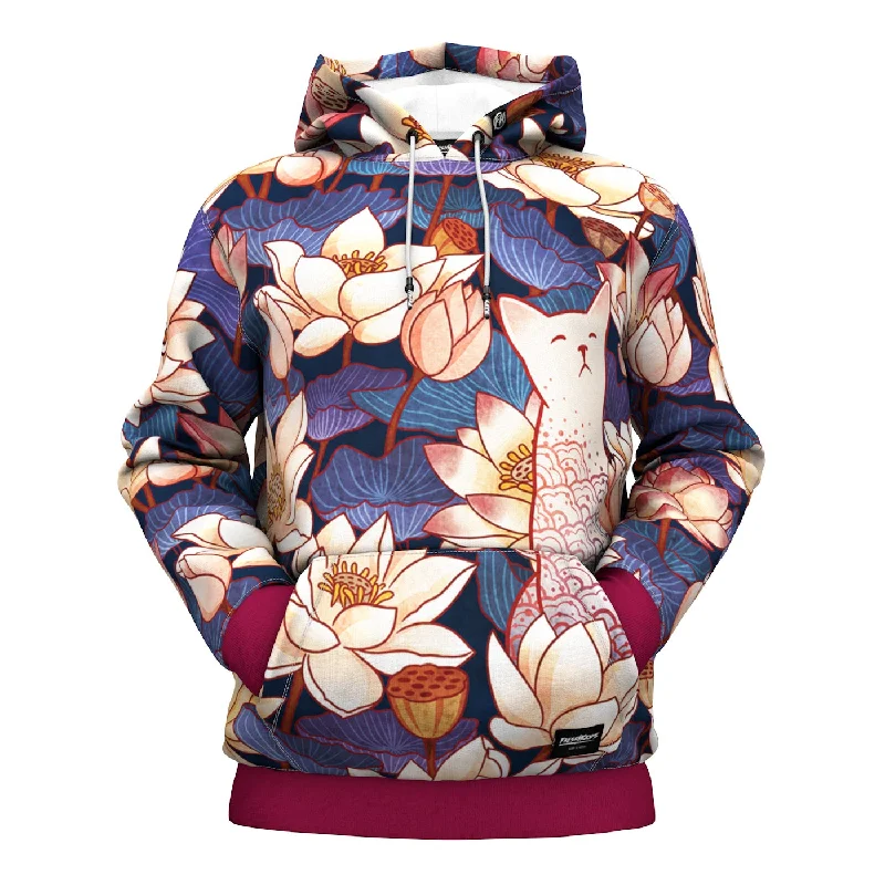 hoodie with knot overlay -White Cut Lotus Hoodie