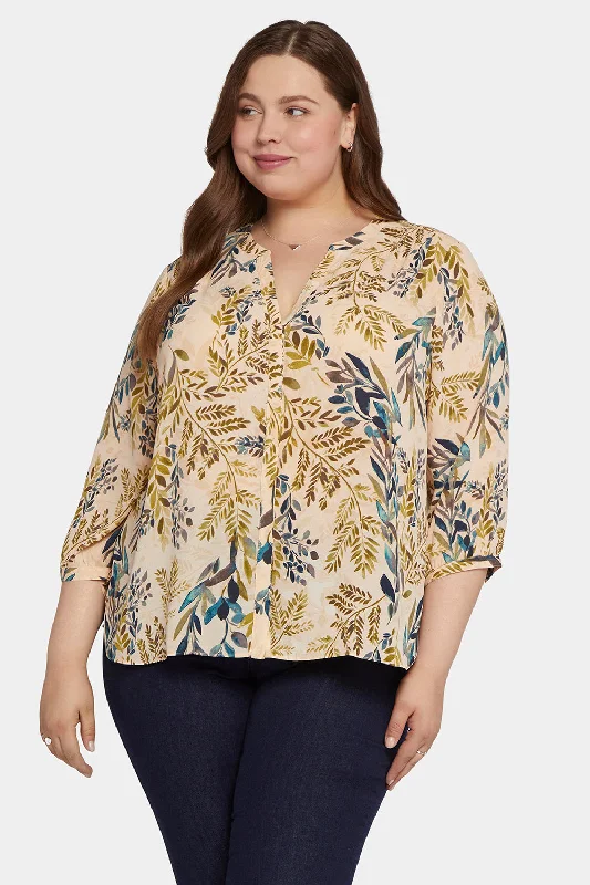 coral tailored shirts polished -Pintuck Blouse In Plus Size - Elm Hill