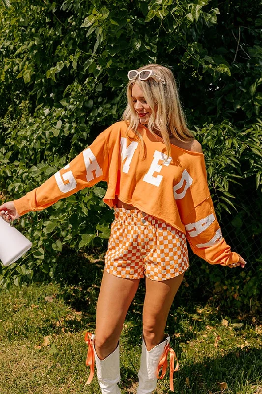 jacket stylish design -Game Day Crop Sweatshirt in Orange