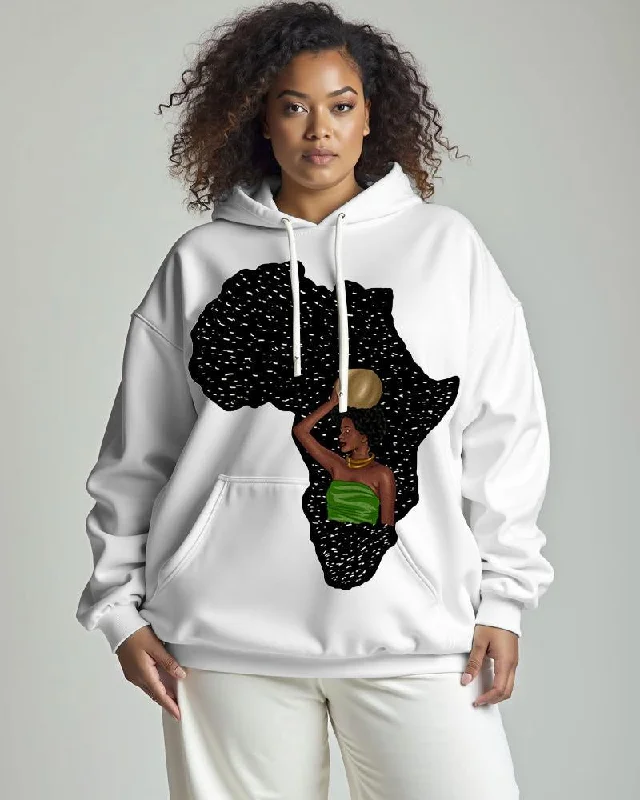 hoodie for casual trips -Women's Black Girl Lives Matter Printed Long Sleeve Pocket Hoodies