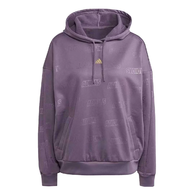 cozy hoodie for Netflix nights -adidas - Women's Embossed Monogram Fleece Hoodie (IM2585)