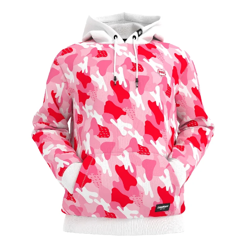 hoodie in warm corals -Camo Strawberry Hoodie