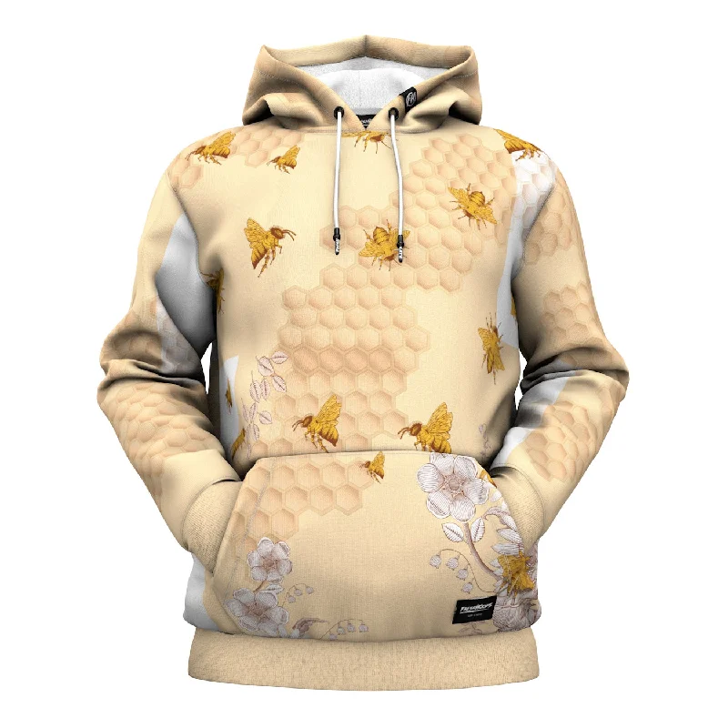 hoodie with ribbon drawstrings -Sunflower Bee Hoodie