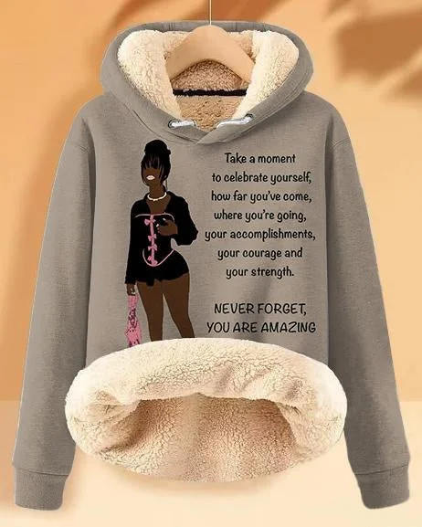 hoodie with ruffle layer -Plush and Warm You Are Amazing Long-sleeved Hoodie