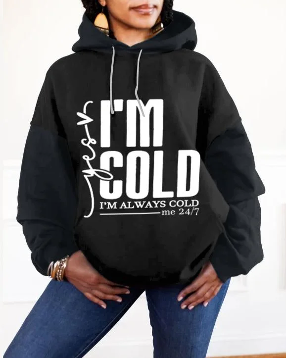 hoodie with stripe texture -I'm Cold Long-sleeved Hoodie