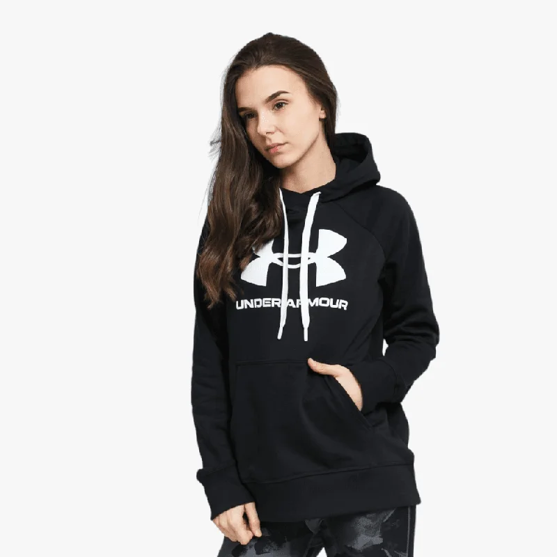 hoodie with grid outline -Under Armour Womens Fleece Logo Hoodie 001 Black