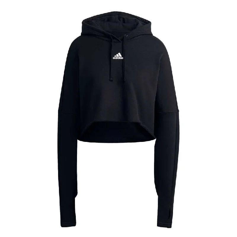 hoodie with ruffle texture -adidas - Women's Collective Power Cropped Hoodie (HR5274)