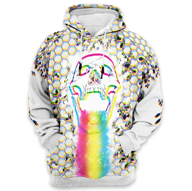 hoodie in warm teals -Rainbow Skull Hoodie