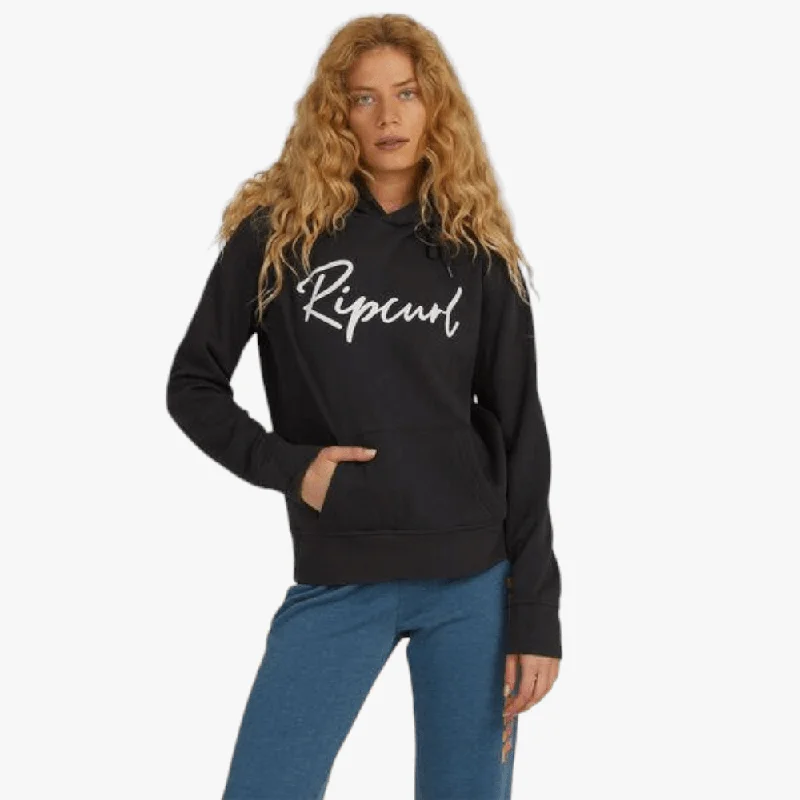 hoodie for evening trips -Ripcurl Womens Script Standard Hoodie Black