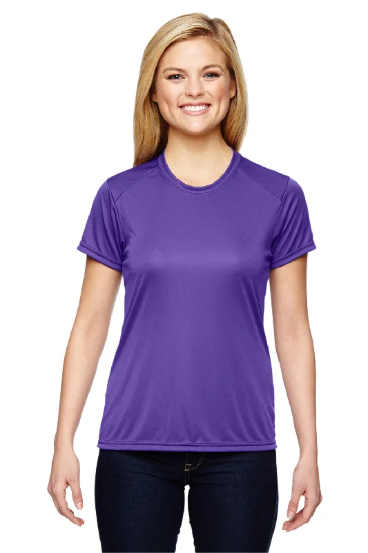 olive oversized t-shirts comfy -A4 Womens Performance Moisture Wicking Short Sleeve Crewneck T-Shirt - Purple