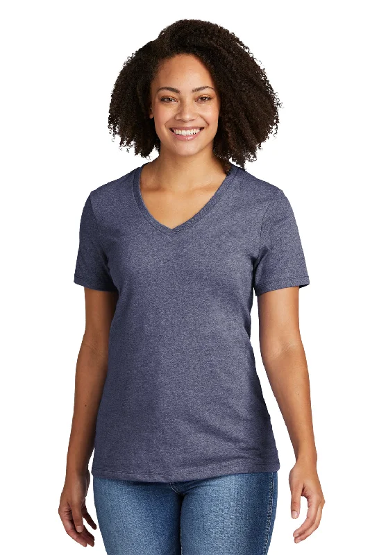 lilac t-shirts for women -Allmade Womens Recycled Short Sleeve V-Neck T-Shirt - Heather Navy Blue