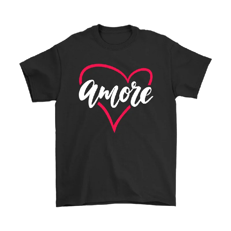 eco cotton t-shirts sustainable -AMORE with Heart Short Sleeve Men's, Unisex & Women's T-Shirt