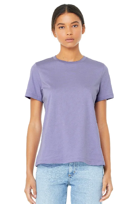 lilac slim fit t-shirts sleek -Bella + Canvas Womens Relaxed Jersey Short Sleeve Crewneck T-Shirt - Dark Lavender Purple