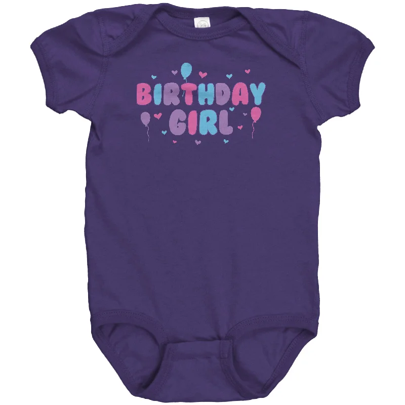 soft lavender t-shirts chic -Birthday Girl One Piece Snap Baby's Bodysuit