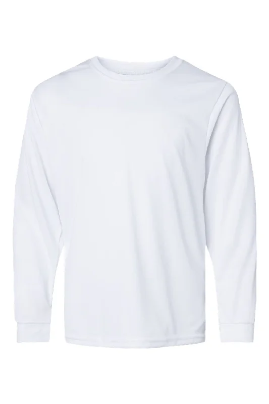 pastel blue t-shirts feminine -C2 Sport Youth Performance Moisture Wicking Long Sleeve Crewneck T-Shirt - White