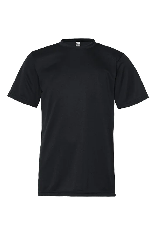 eco cotton t-shirts sustainable -C2 Sport Youth Performance Moisture Wicking Short Sleeve Crewneck T-Shirt - Black