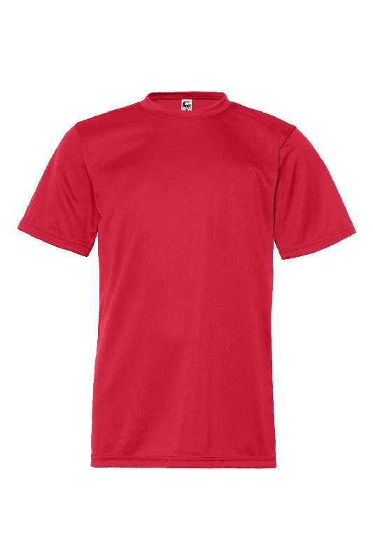 olive slim fit t-shirts sleek -C2 Sport Youth Performance Moisture Wicking Short Sleeve Crewneck T-Shirt - Red