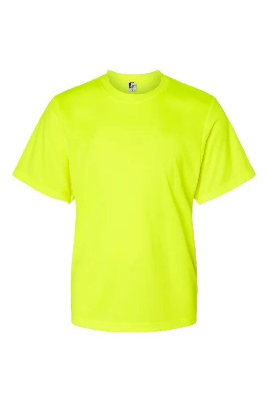 navy crew neck t-shirts basic -C2 Sport Youth Performance Moisture Wicking Short Sleeve Crewneck T-Shirt - Safety Yellow