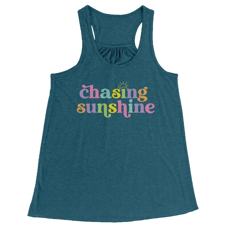 funny pet t-shirts cute -Chasing Sunshine Women's Flowy Racerback Tank Top