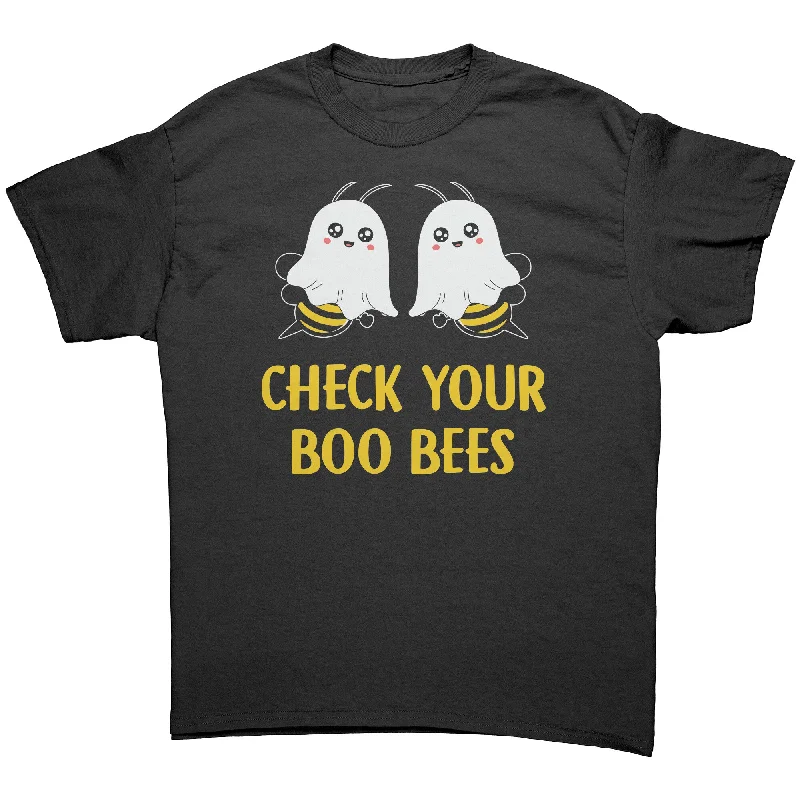 eco-friendly bamboo t-shirts green -Check Your Boo-Bees Ghost Halloween Unisex T-Shirt