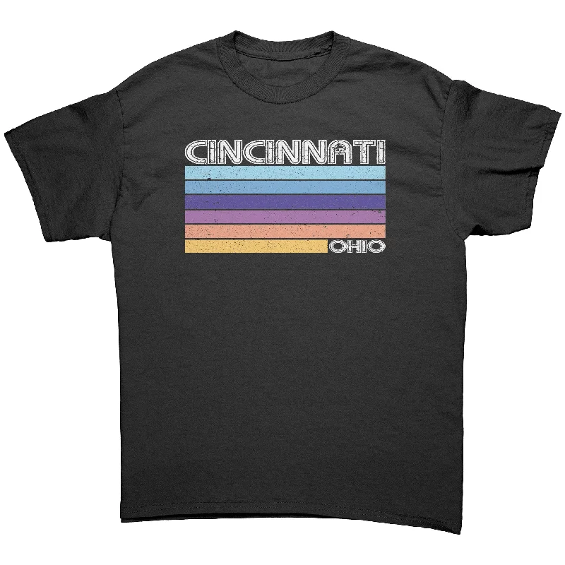 maroon slim fit t-shirts modern -CINCINNATI, OHIO Retro 70’s 80’s Look Unisex T-SHIRT