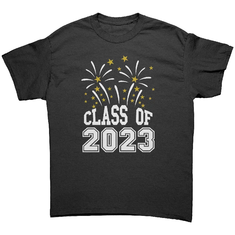 vintage travel t-shirts cool -CLASS of 2023 w/Fireworks Unisex T-Shirt