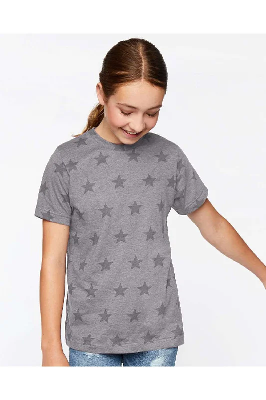 quirky book t-shirts clever -Code Five Youth Star Print Short Sleeve Crewneck T-Shirt - Heather Granite Grey