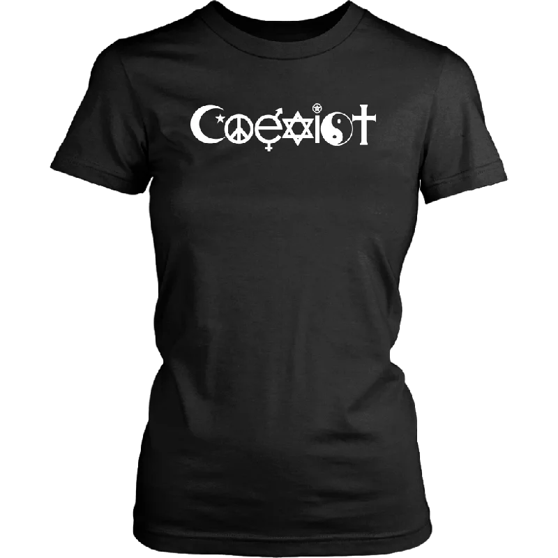 navy graphic t-shirts modern -COEXIST Short Sleeve Women's T-shirt