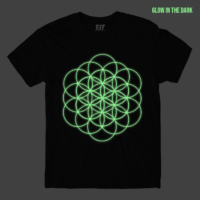 soft beige t-shirts for men -Coldplay Flower Of Life T shirt - Glow In The Dark