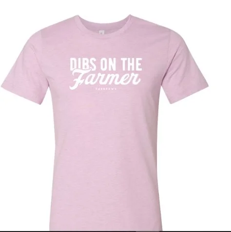 aqua v-neck t-shirts summer -Turnrows Dibs On The Farmer