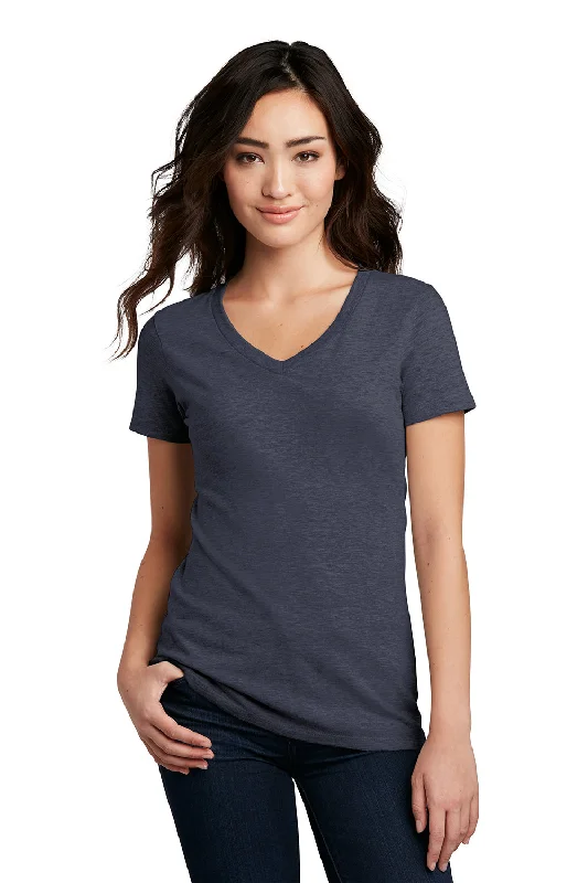 soft lavender t-shirts trendy -District Womens Perfect Blend Short Sleeve V-Neck T-Shirt - Heather Navy Blue