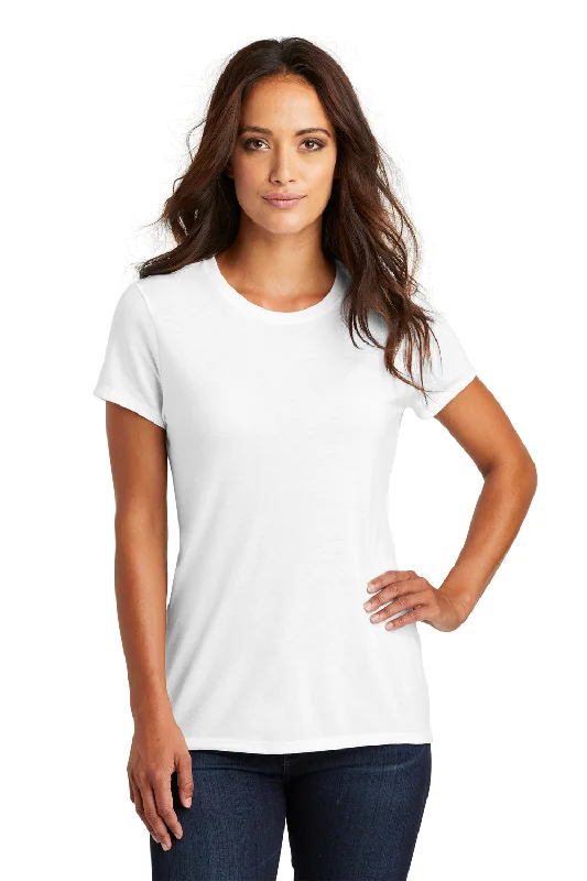 heather grey t-shirts for lounging -District Womens Perfect Tri Short Sleeve Crewneck T-Shirt - White