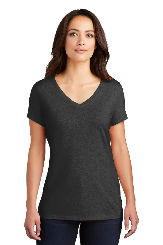 sage graphic t-shirts trendy -District Womens Perfect Tri Short Sleeve V-Neck T-Shirt - Black Frost