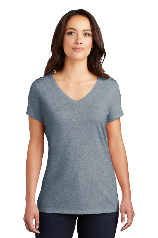 charcoal long sleeve t-shirts cozy -District Womens Perfect Tri Short Sleeve V-Neck T-Shirt - Heather Flint Blue