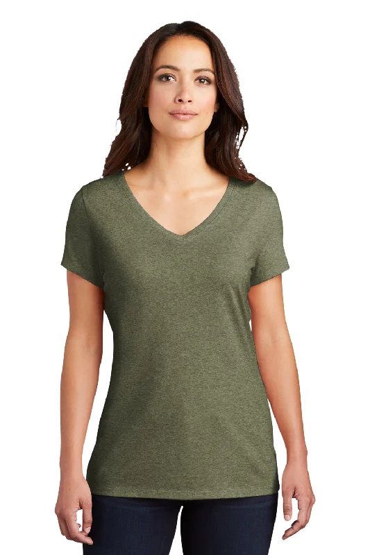 navy crew neck t-shirts basic -District Womens Perfect Tri Short Sleeve V-Neck T-Shirt - Military Green Frost