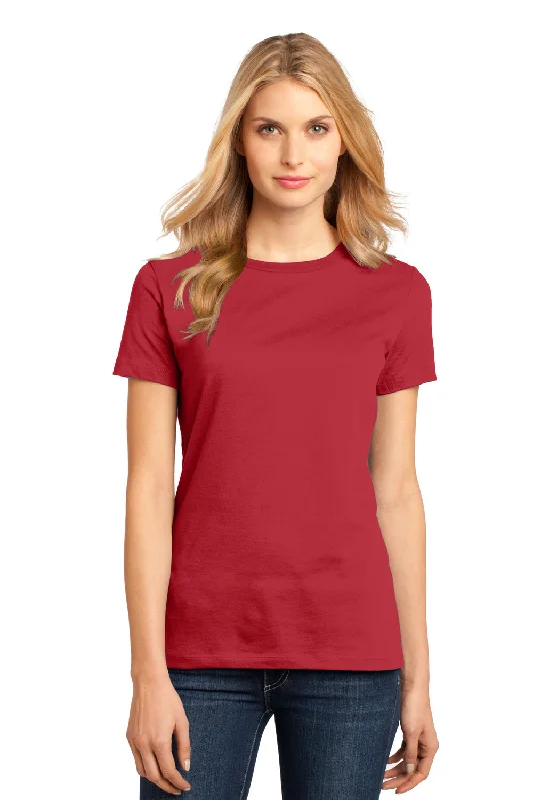 olive v-neck t-shirts neutral -District Womens Perfect Weight Short Sleeve Crewneck T-Shirt - Classic Red