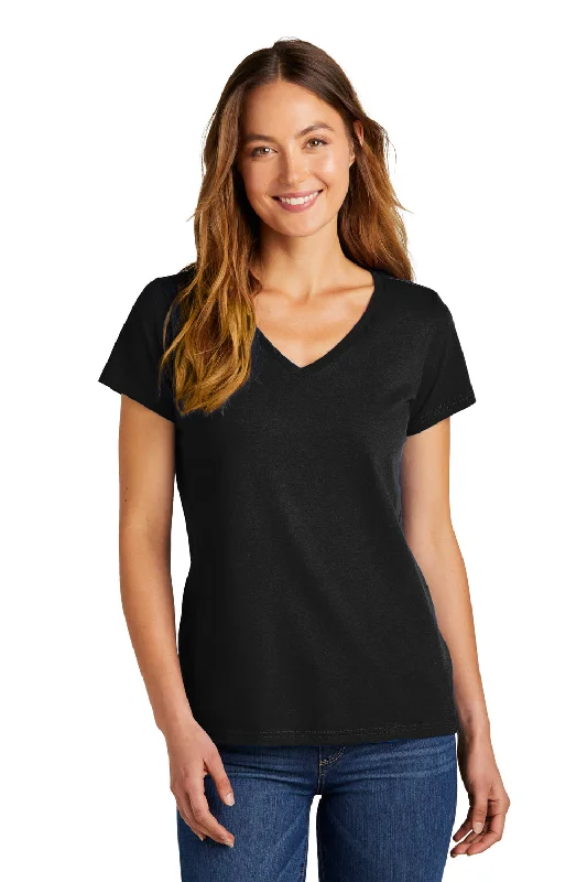 lilac slim fit t-shirts sleek -District Womens The Concert Short Sleeve V-Neck T-Shirt - Black