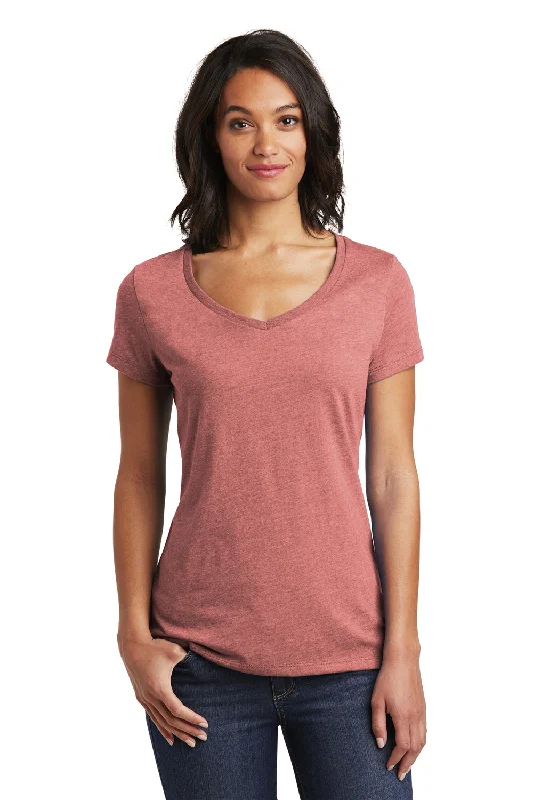 coral v-neck t-shirts bright -District Womens Very Important Short Sleeve V-Neck T-Shirt - Blush Frost