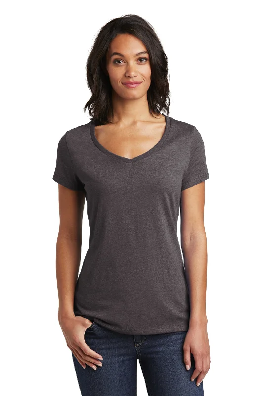 eco-friendly hemp t-shirts green -District Womens Very Important Short Sleeve V-Neck T-Shirt - Heather Charcoal Grey