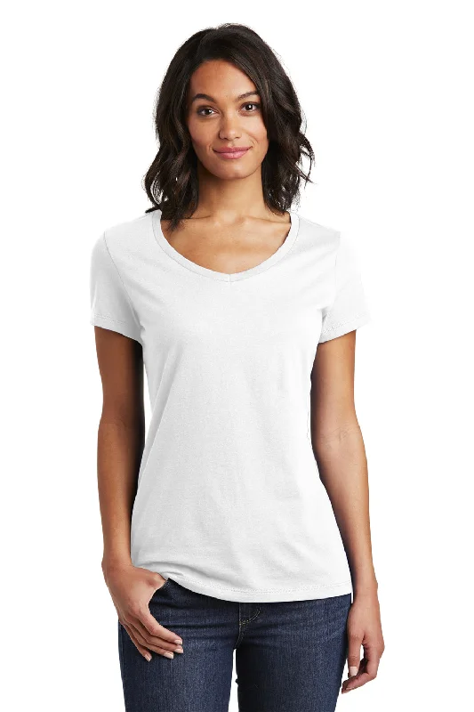 heather navy t-shirts casual -District Womens Very Important Short Sleeve V-Neck T-Shirt - White