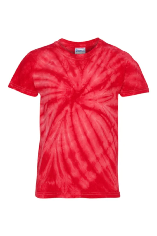 neon orange t-shirts standout -Dyenomite Youth Cyclone Pinwheel Tie Dyed Short Sleeve Crewneck T-Shirt - Red