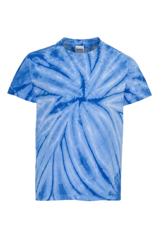 pastel pink t-shirts feminine -Dyenomite Youth Cyclone Pinwheel Tie Dyed Short Sleeve Crewneck T-Shirt - Royal Blue