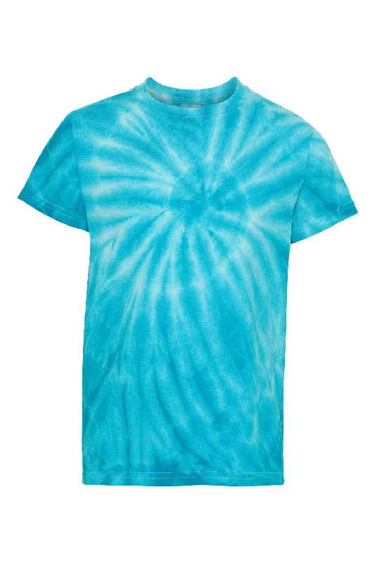 heather navy t-shirts relaxed -Dyenomite Youth Cyclone Pinwheel Tie Dyed Short Sleeve Crewneck T-Shirt - Turquoise