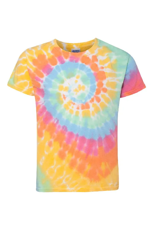 charcoal slim fit t-shirts modern -Dyenomite Youth Spiral Tie Dyed Short Sleeve Crewneck T-Shirt - Aerial Spiral