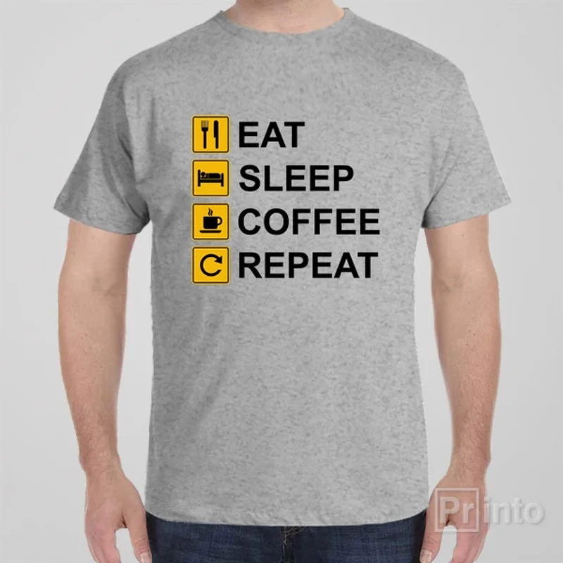 eco-friendly bamboo t-shirts green -Eat Sleep Coffee Repeat - T-shirt