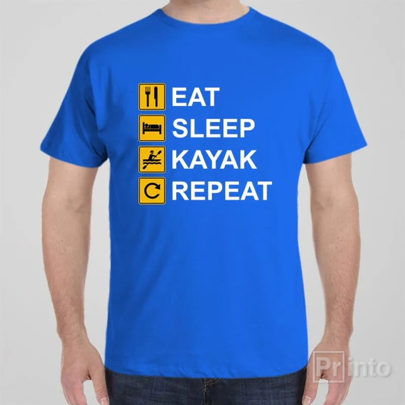 pastel blue t-shirts soft -Eat Sleep Kayak Repeat - T-shirt