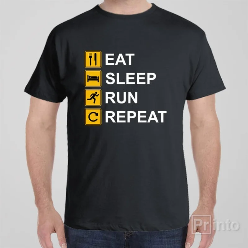 olive long sleeve t-shirts cozy -Eat Sleep Run Repeat - T-shirt