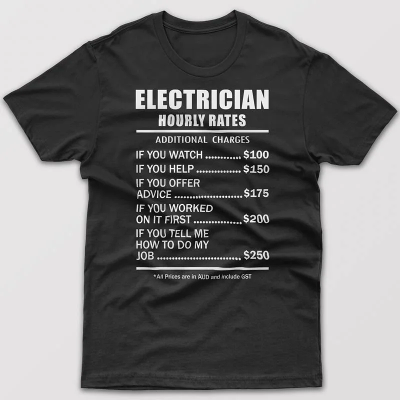 maroon slim fit t-shirts modern -Electrician Rates - T-shirt