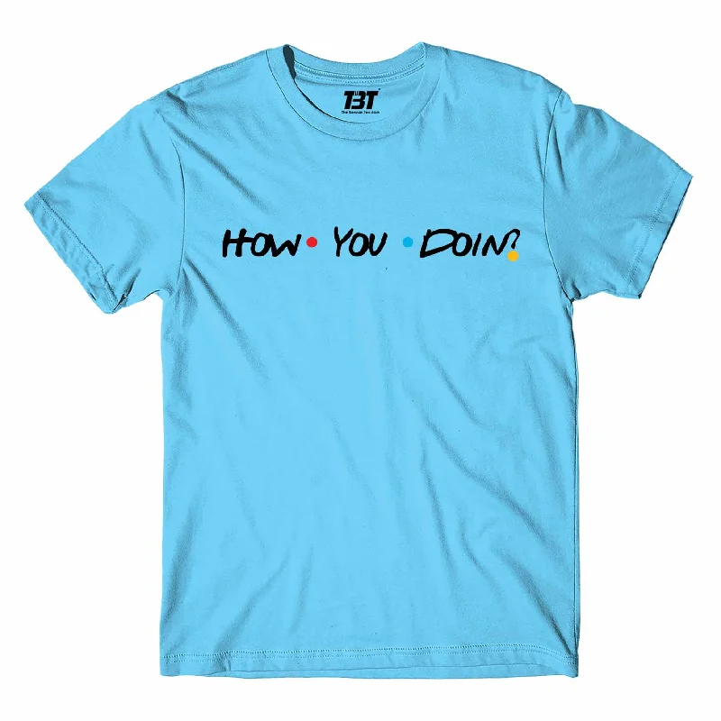 striped teal t-shirts casual -Friends T shirt - How You Doin?