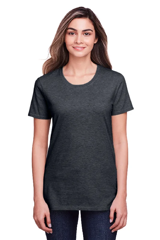 olive green t-shirts for women -Fruit Of The Loom Womens Iconic Short Sleeve Crewneck T-Shirt - Heather Black Ink